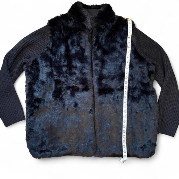 Winter witchy whimsigoth black knit faux fur cardigan womens size XL - Picture 4 of 7